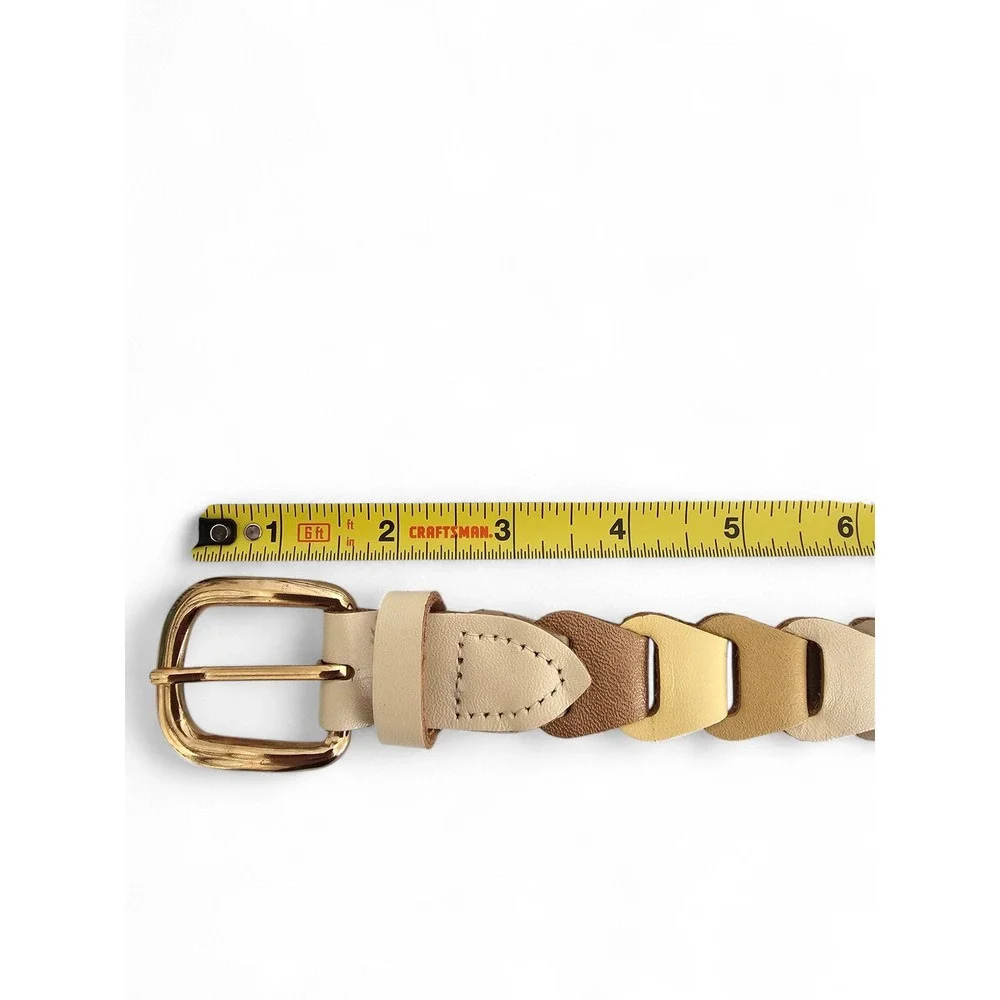 Interlocking‎ Link Belt Women's M/L Tan Neutral Multi-Tone Leather Boho